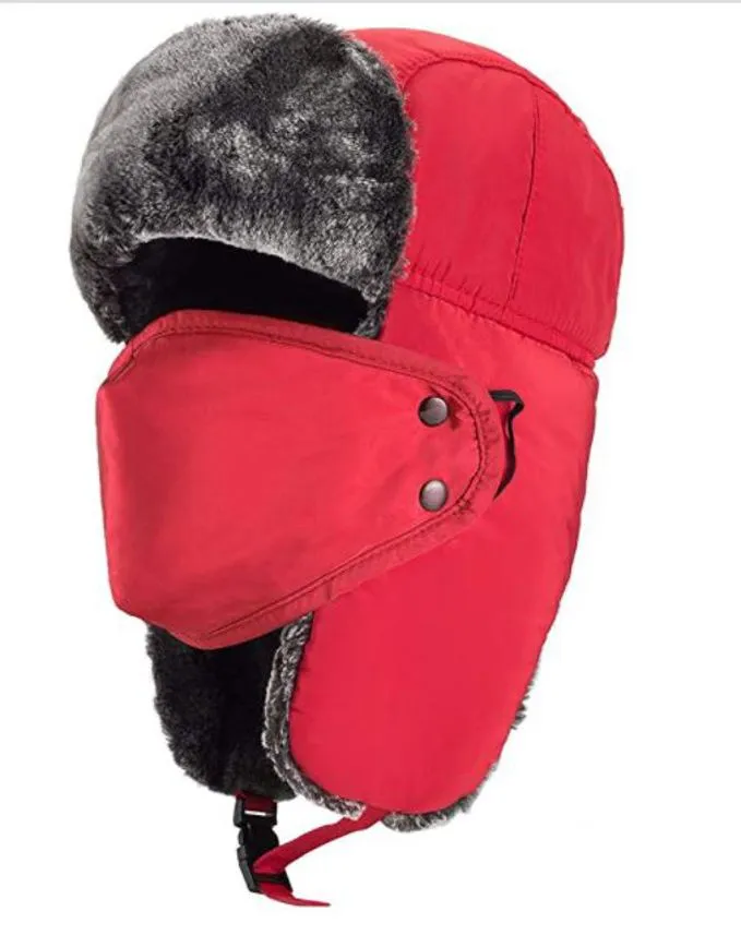 mysuntown Trapper Hat Winter Hats for Men, Trooper Russian Warm hat - RED