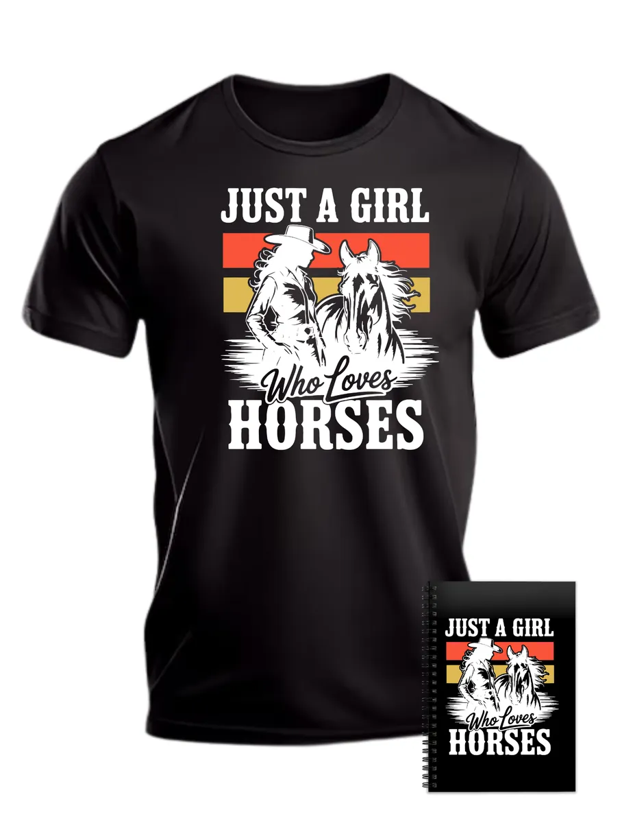 Girl Horses Equestrian Novelty T-Shirt Great Birthday Christmas Gift 402