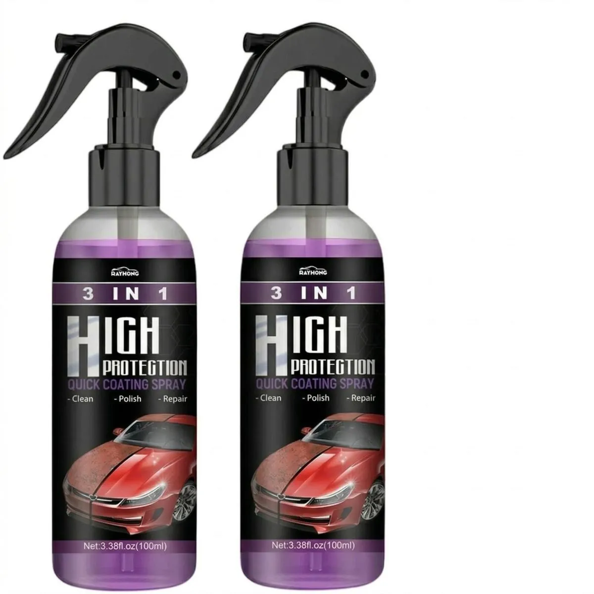 2-Pack 3-in-1 Quick Car Coating Spray - Nano Scratch Repair