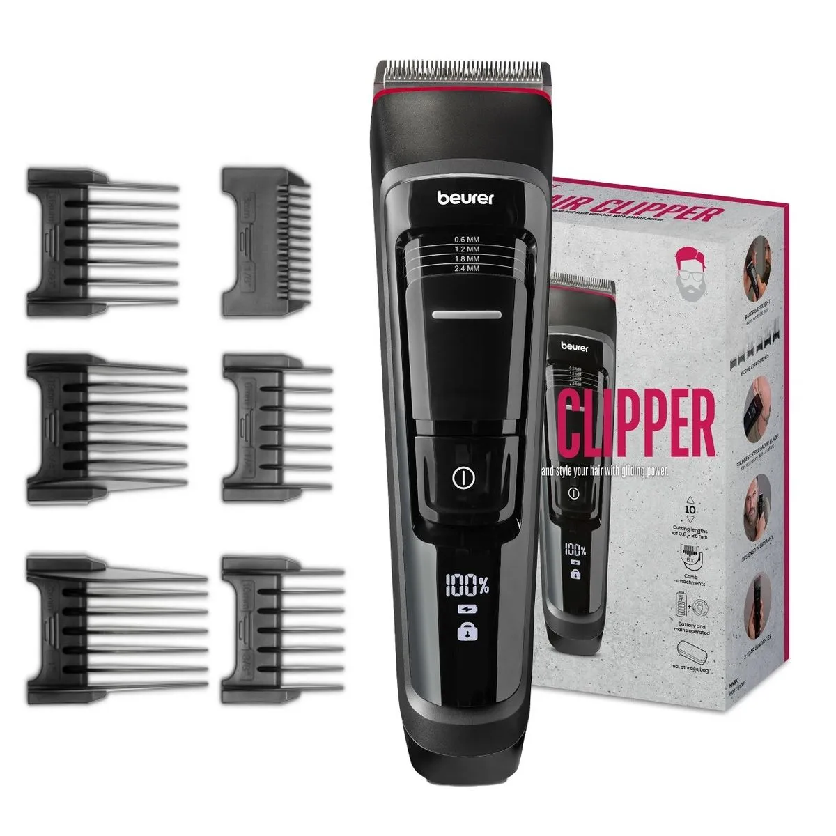 Beurer Hair Clipper: 7 Attachments. 10 Cutting Lengths. Rechargeable MN5X