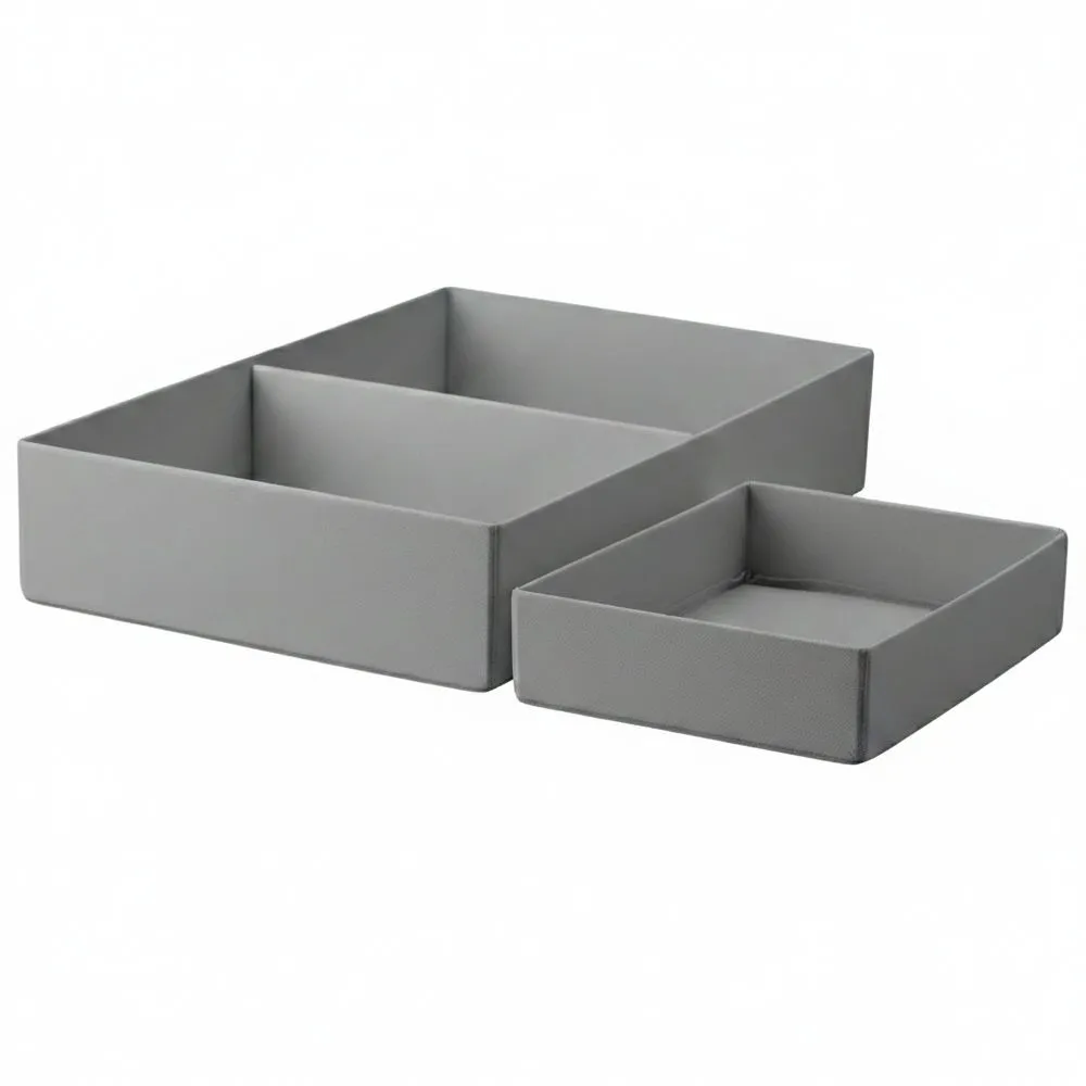 2-Piece Premium Fabric Drawer & Shelf Organizer Set - Grey