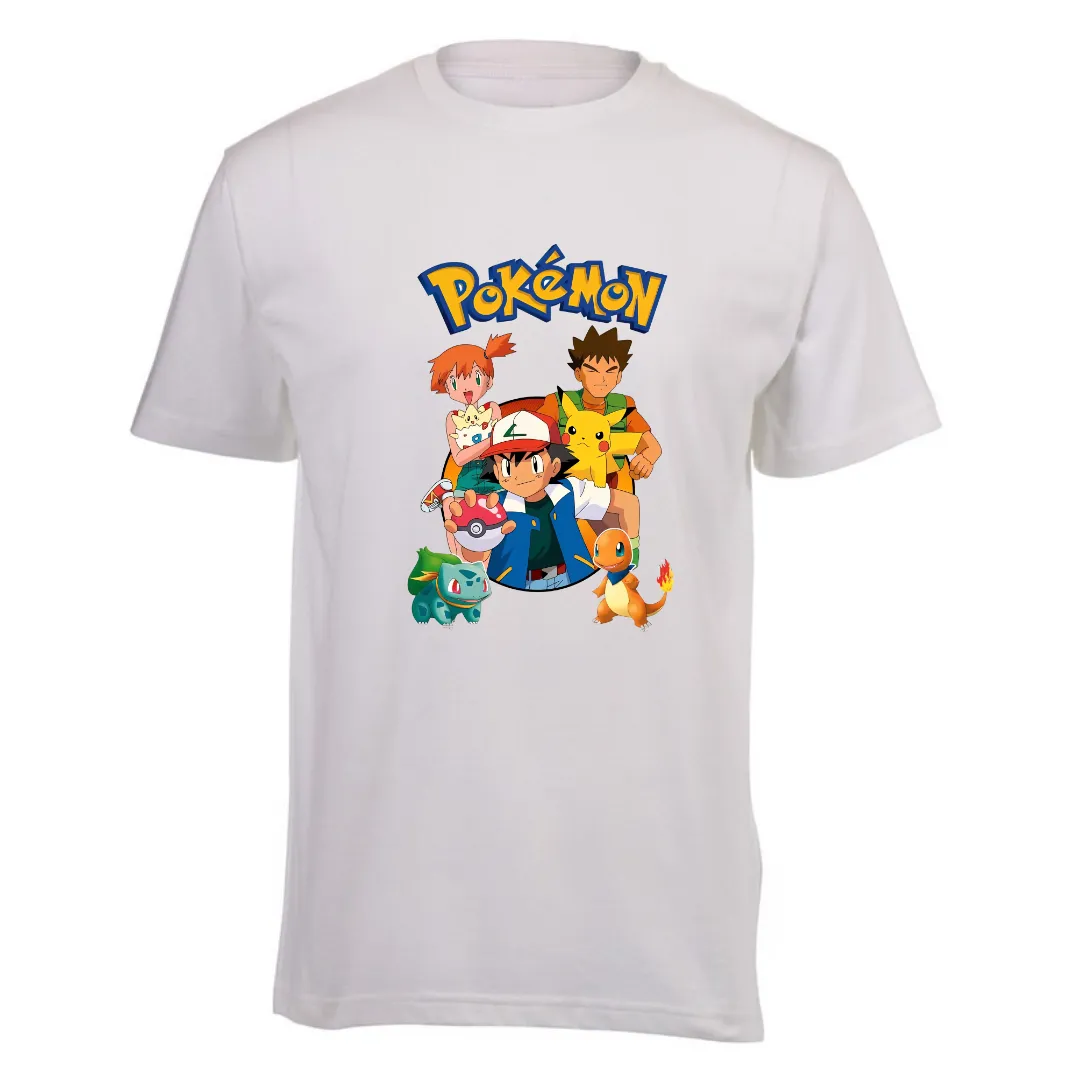 Kids White Short Sleeve T-shirt - Pokemon Ash and Friends