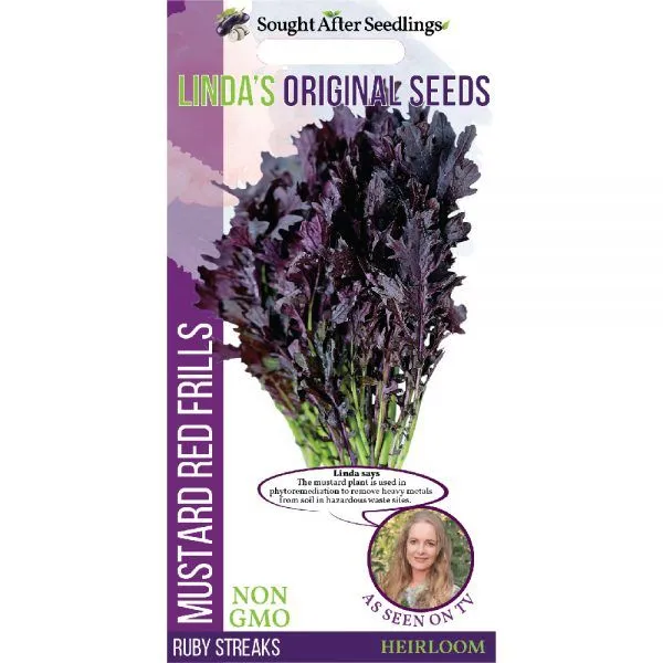 Linda's Original Seeds (2 Pack) - Mustard Red Frills Ruby Streaks