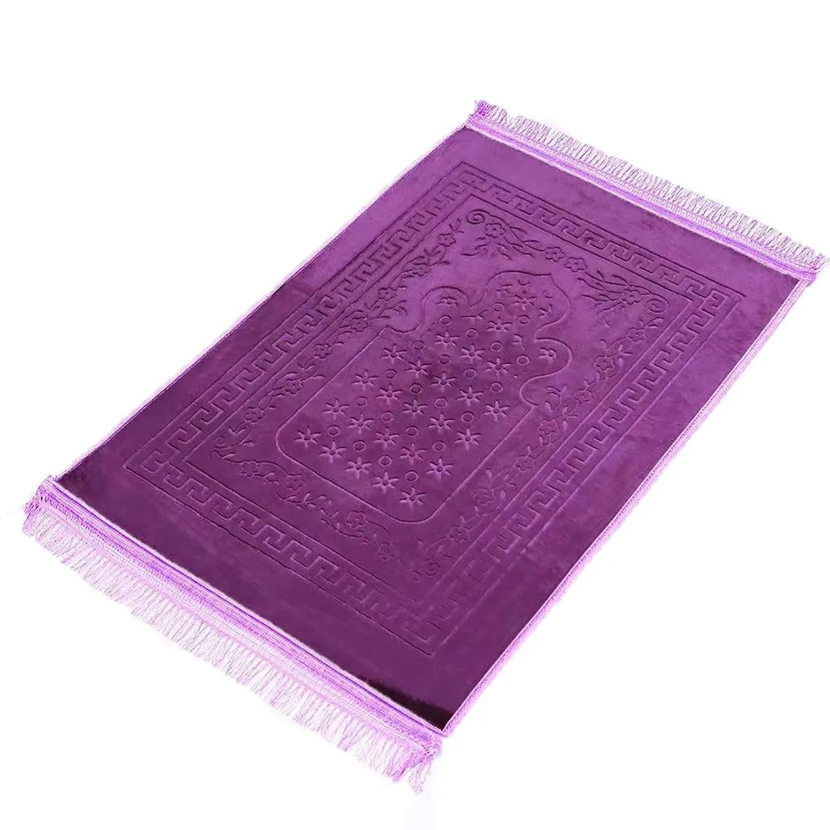 Musallah Islamic Prayer Mat Non-Slip Portable Prayer Mat Prayer Carpet Rug - Purple