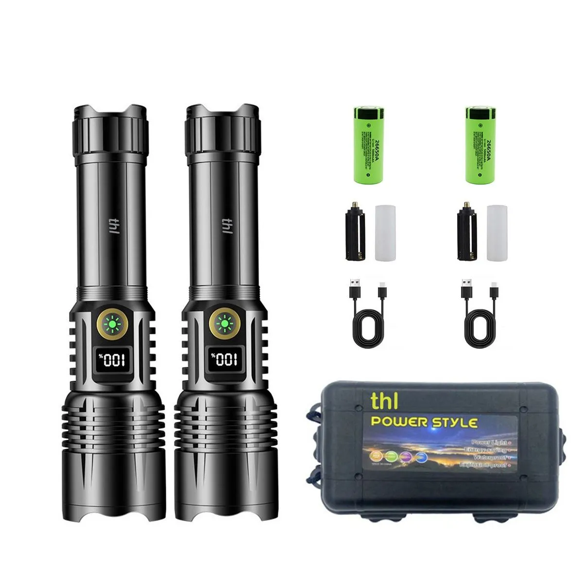 thl 2Pack Rechargeable Flashlights High Lumens, Super Bright Flashlight