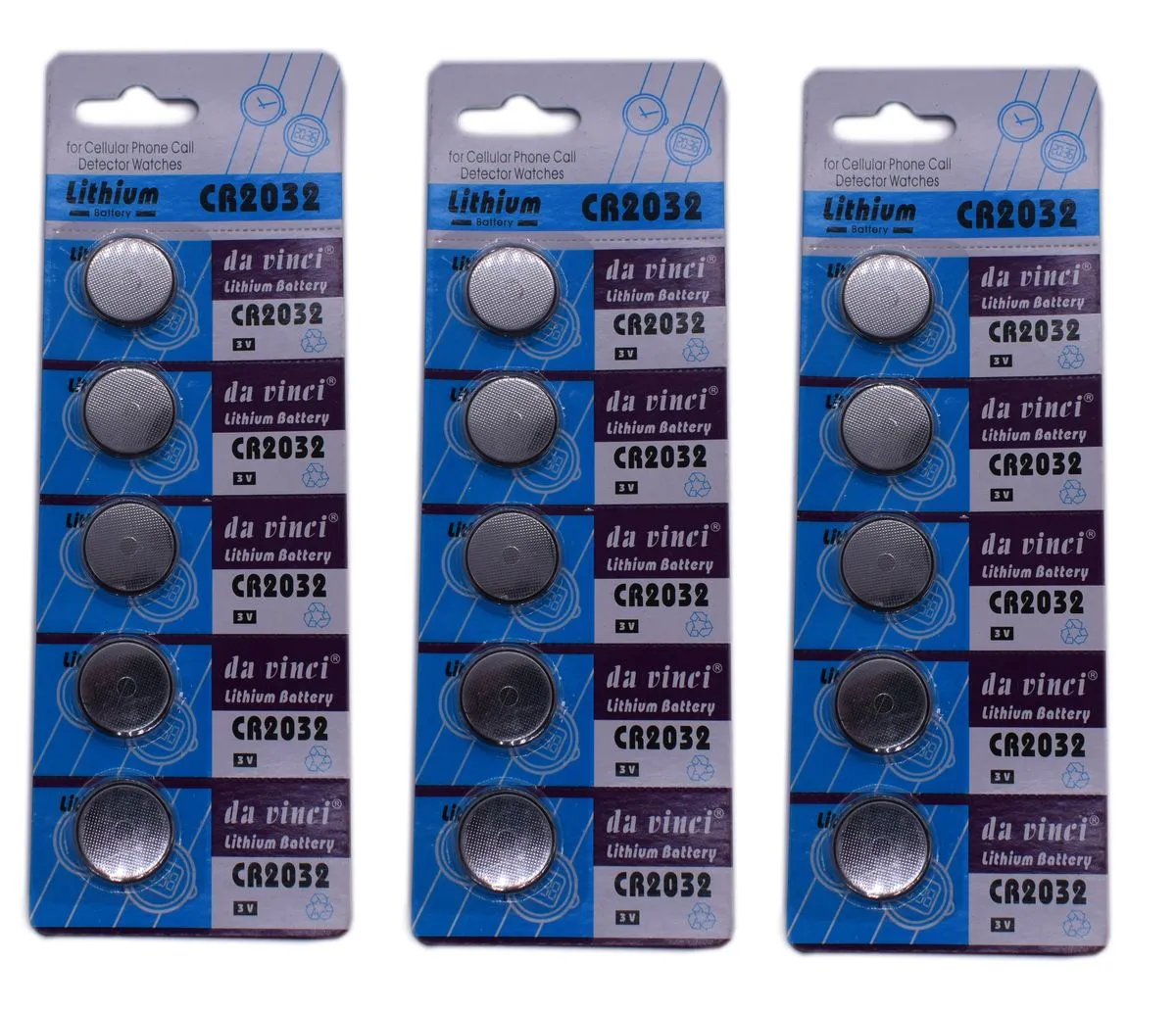 Da Vinci batteries 2032 3V Lithium Type Cell Watch Battery 3 Packs of 5