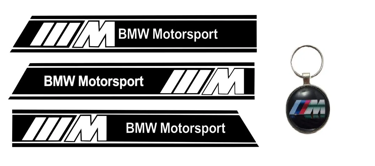 BMW styling set: Metal Keychain, stickers for Side Skirts and Bonnet