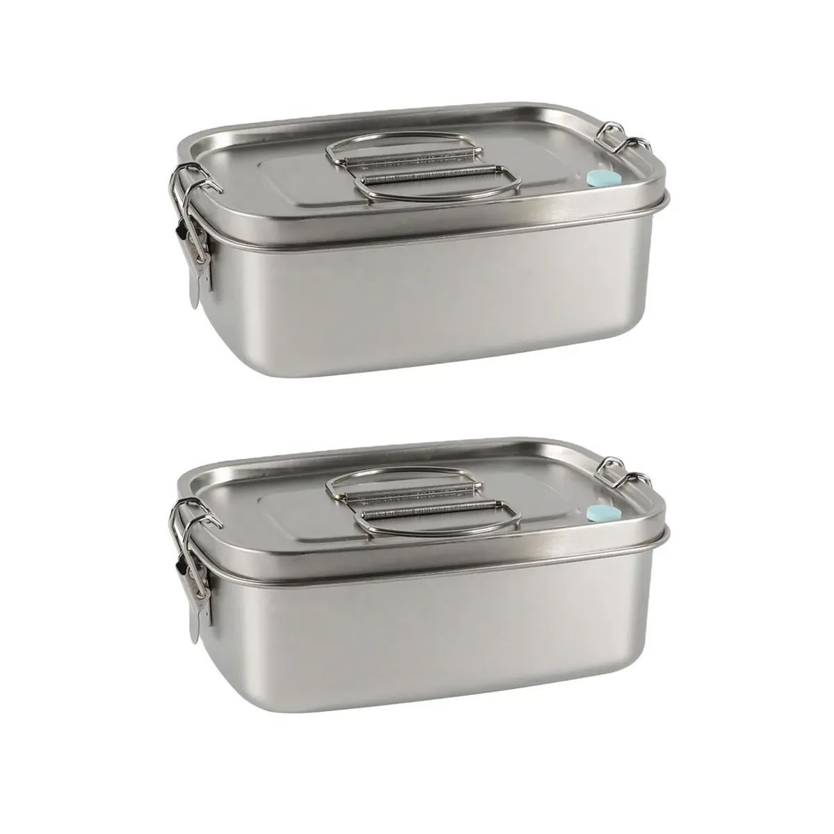 Premium 1.1L Stainless Steel Lunch Box with Clip Closure - 2 Pack