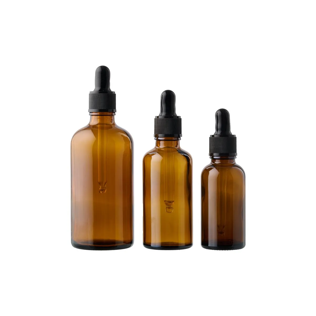 Glass Bottles Amber- with pipette - (3 assorted sizes)