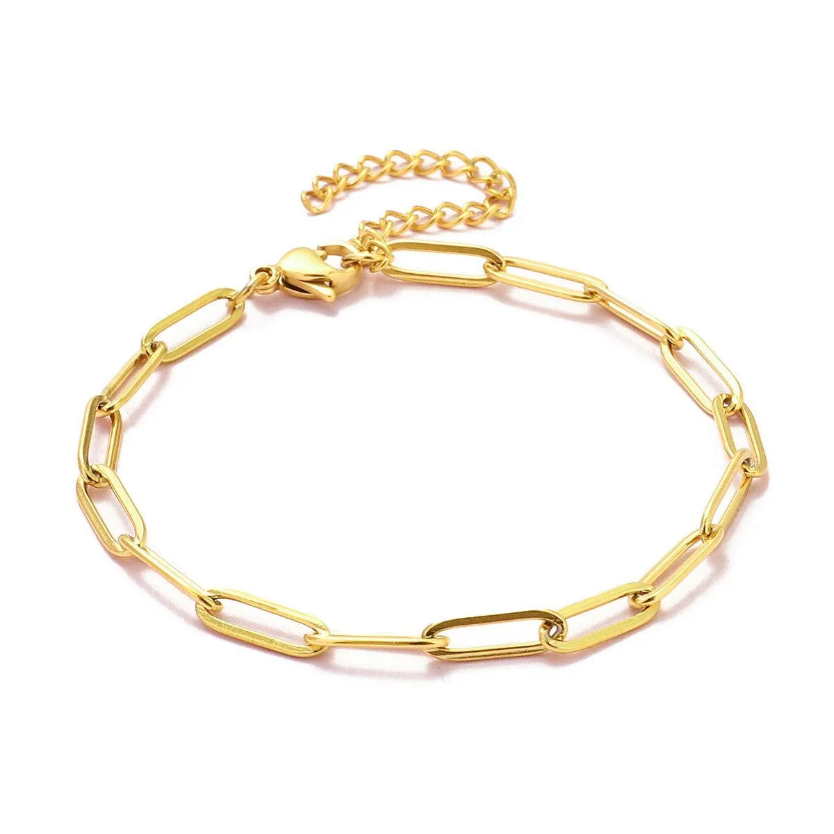 Long Cross Titanium Steel Bracelet for Women, Paperclip Chain, Stainless