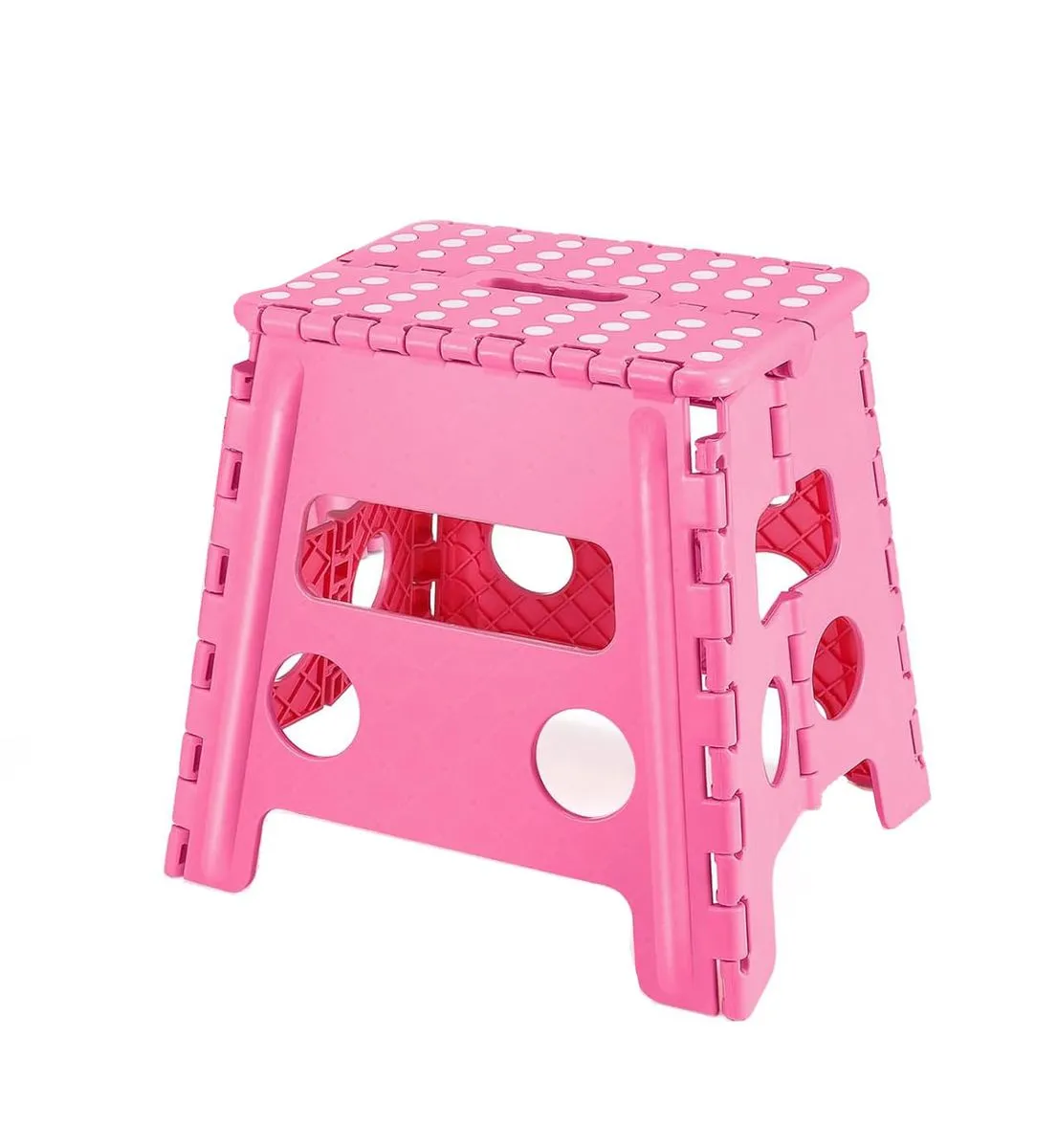 Non-Slip Folding Step Stool, Height Heavy Duty Foldable Stool - Pink