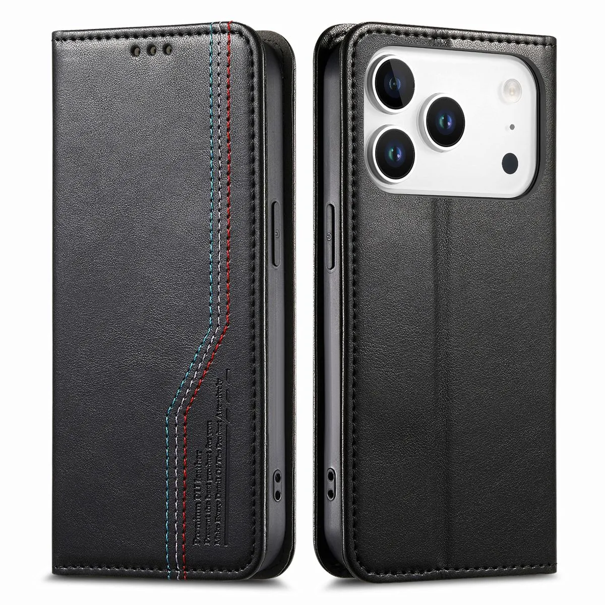 Business Flip Magnetic Phone Case Compatible with iPhone 17 Pro Max - Black