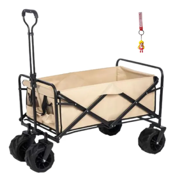 Foldable Heavy Duty Outdoor Camping Storage Trolley - Biege