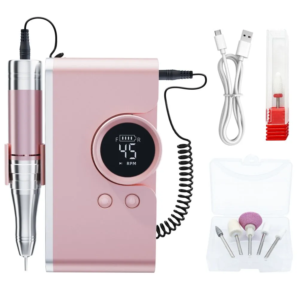Professional Electric Nail Drill, 45000RPM Cordless Manicure Set