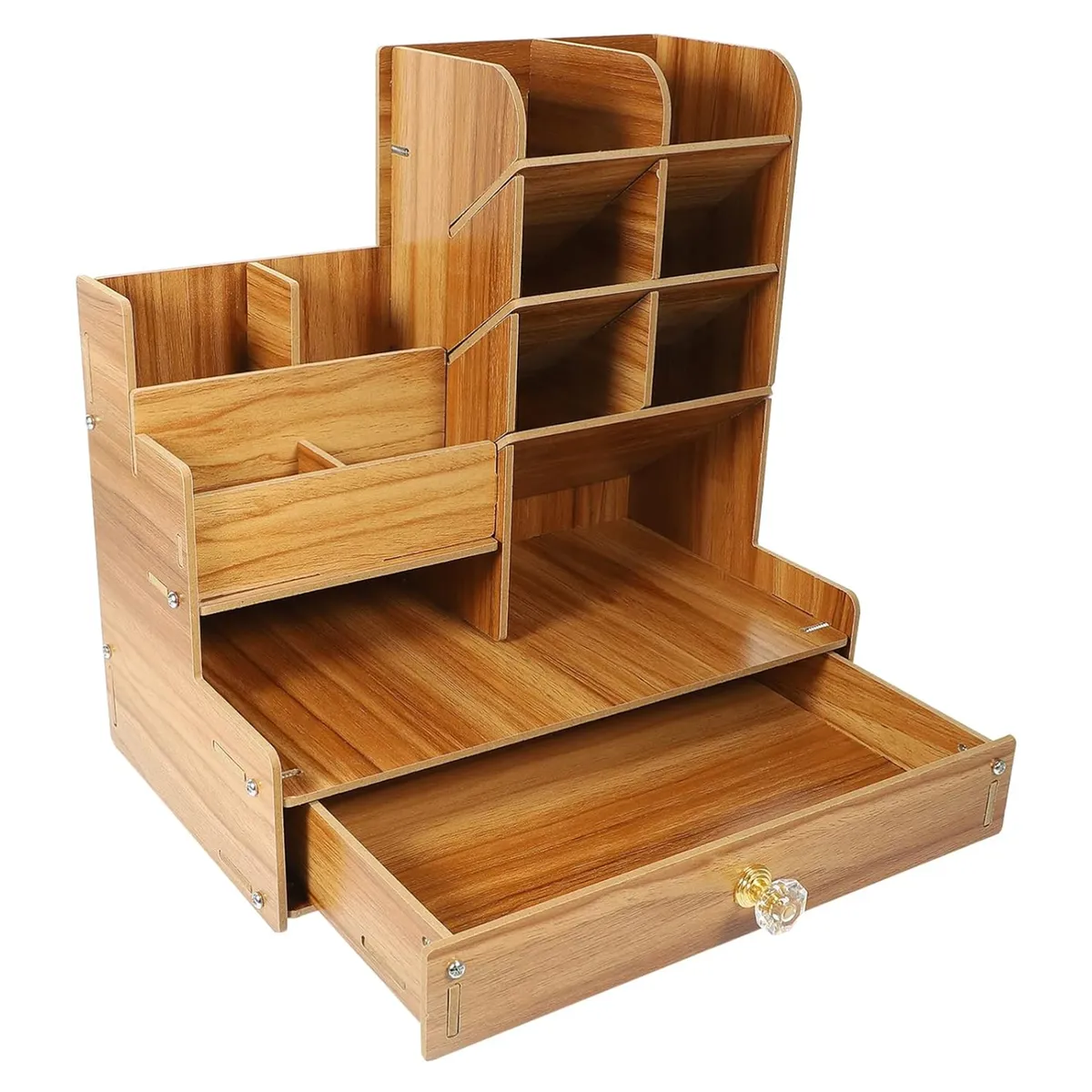 Desk Organizer Wooden Desktop Organizer Stationery Storage Box with Drawer