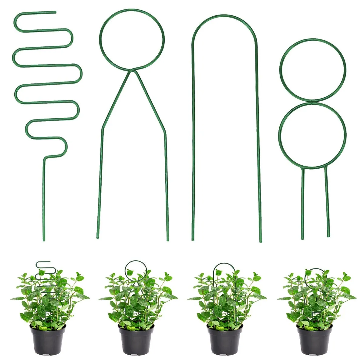 Green 4-Piece Plant Climbing Support compatible with Potted Plants