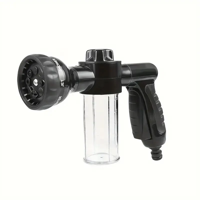 1 Piece of 8-in-1 Outdoor Portable Multifunctional Foam Water Spray Gun - Black