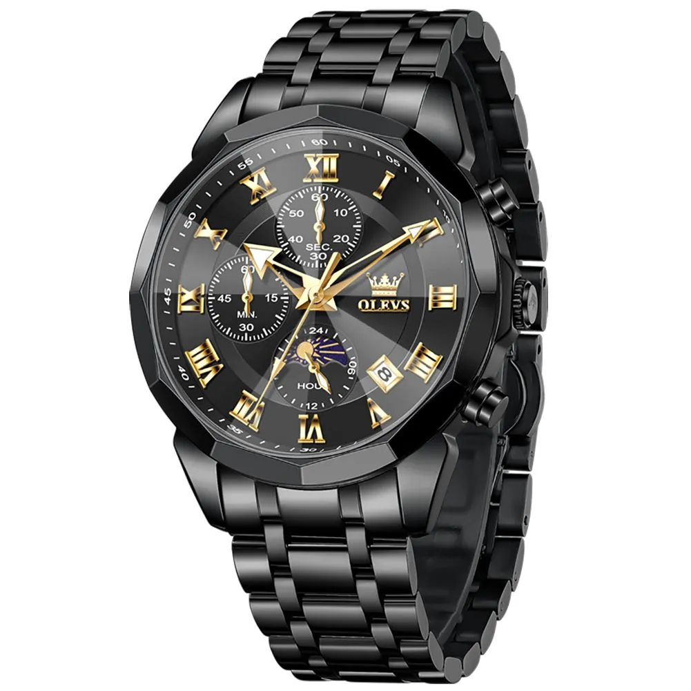 Watches Men's Automatic Quartz Luminous Water Resistant Date Display - Black, Gold