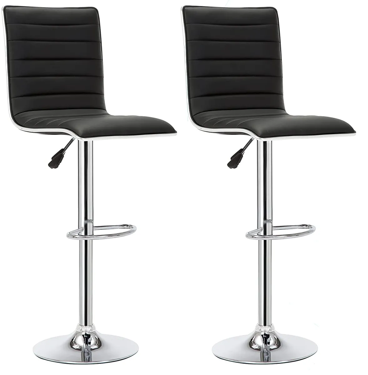Striped  Modern Bar Stools  - Set Of 2 - Black