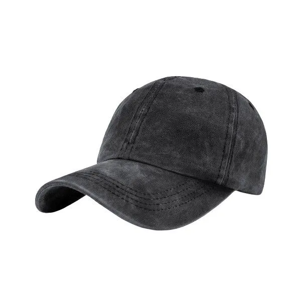 Washed Cotton New Yorker Baseball Cap - Black