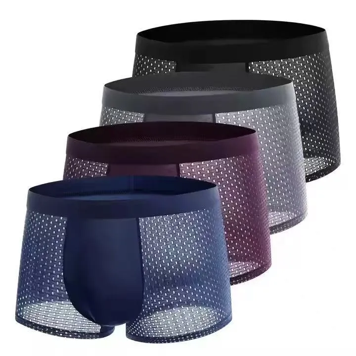 Ice Mesh Men's Boxer Briefs, Breathable Quick-Dry Underwear