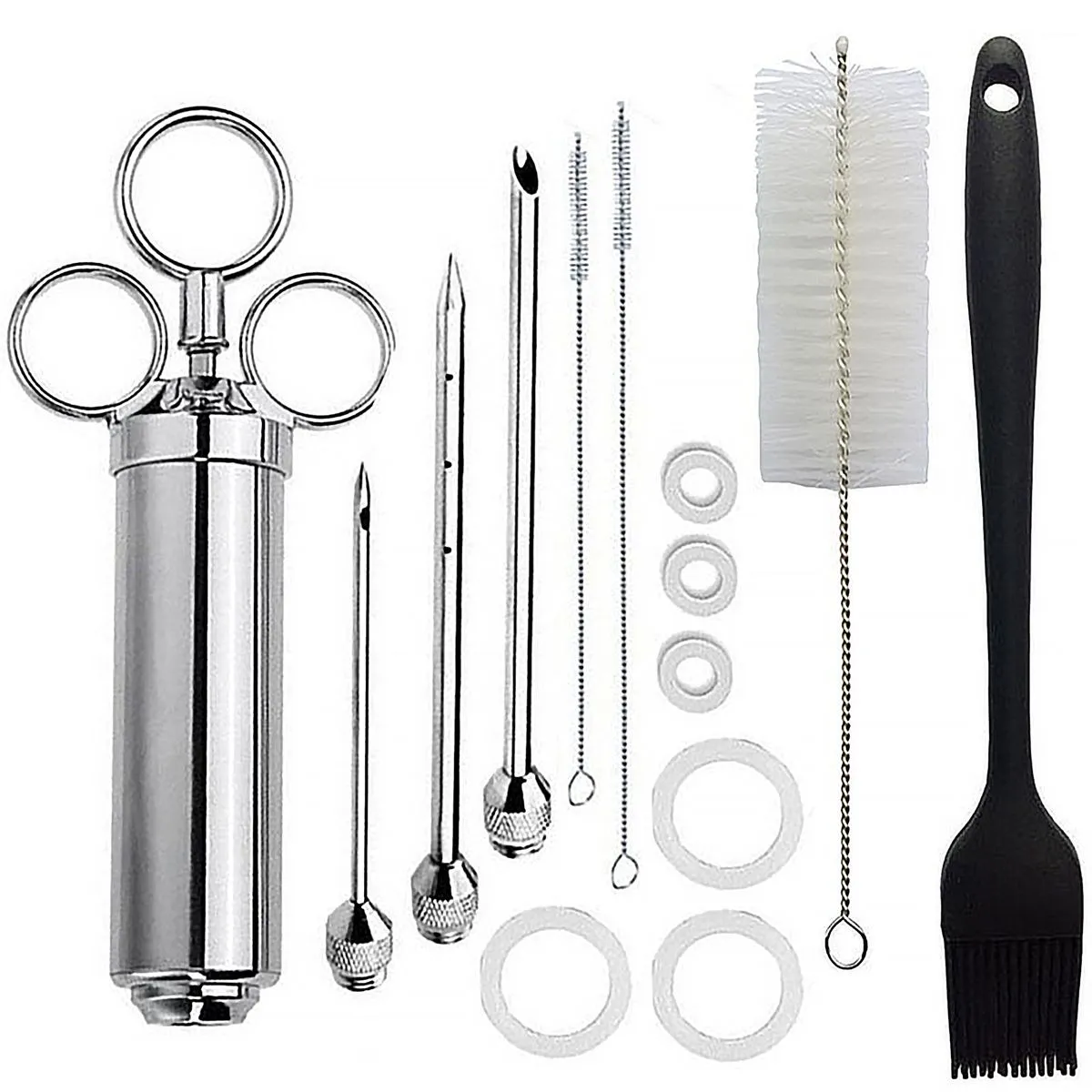 14 Pcs Stainless Steel Meat Marinade Syringe Kit BBQ Injector Grilling
