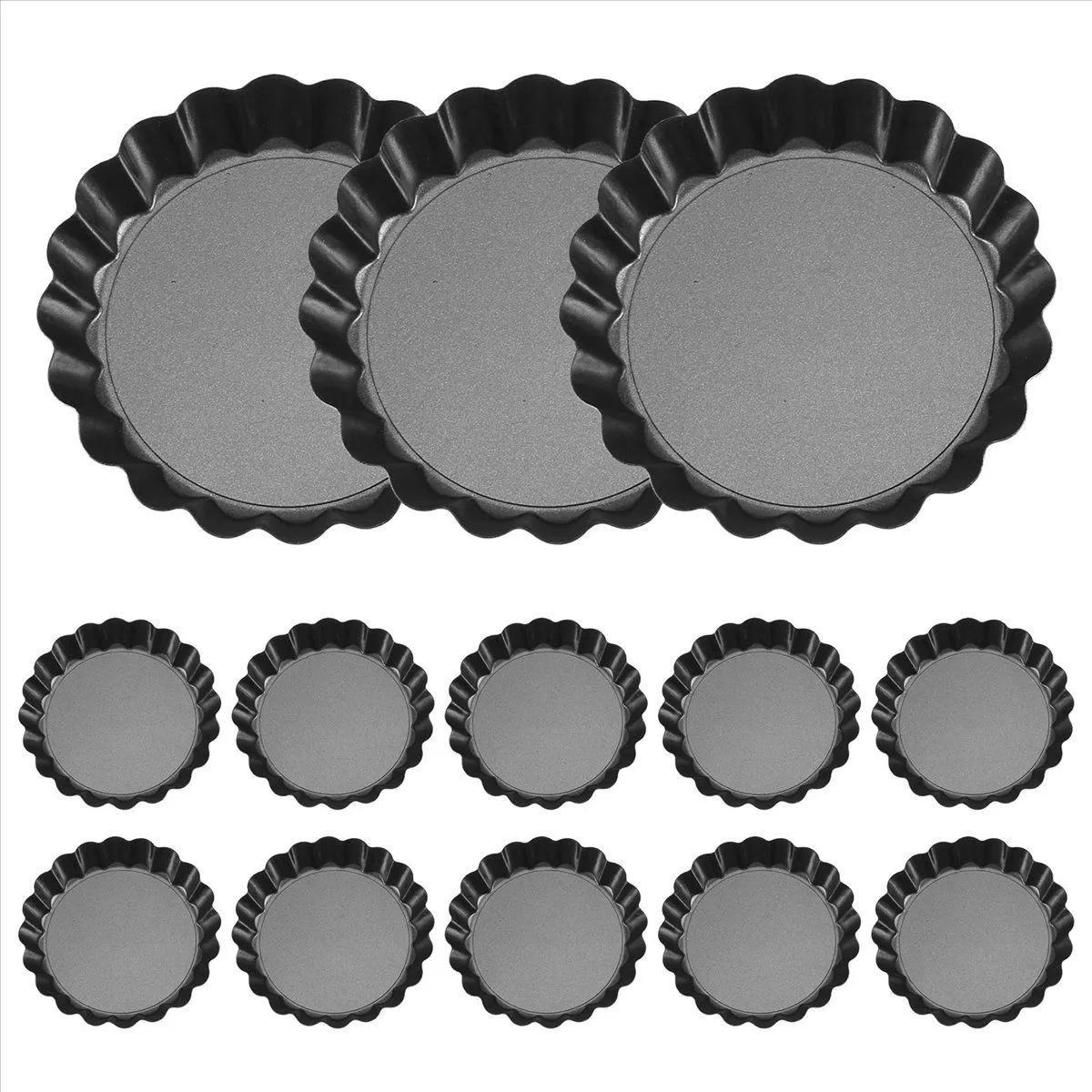13 Pcs Egg Tart Molds, 3inch Mini Tart Pans Removable Bottom, Cupcake Cake