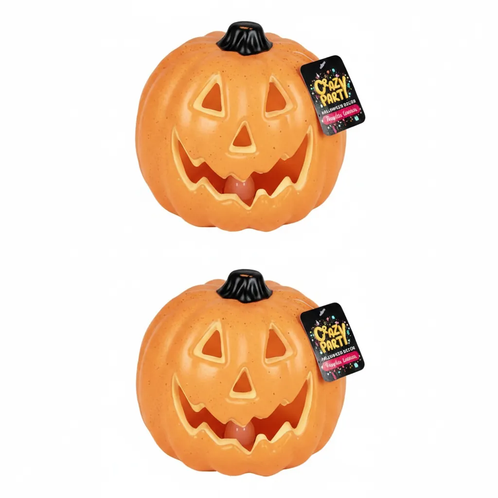 Crazy Party Halloween Pumpkin Decoration 17x20 cm Light Up - 2 Pack