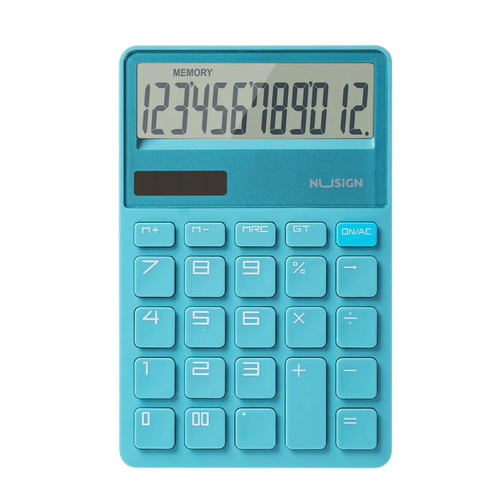 Deli Nusign Basic Calculator Slim Solar Battery Dual Power Corporate Office - Blue