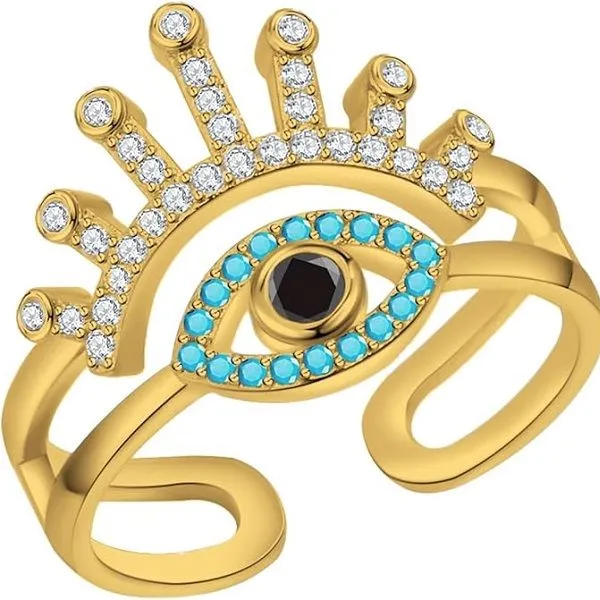Evil Eye Ring Adjustable Wrap Open Rings Evil Eye Ring Jewelry for Women - Gold