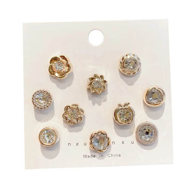 10Piece Rhinestone Décor Safety Pin Brooches