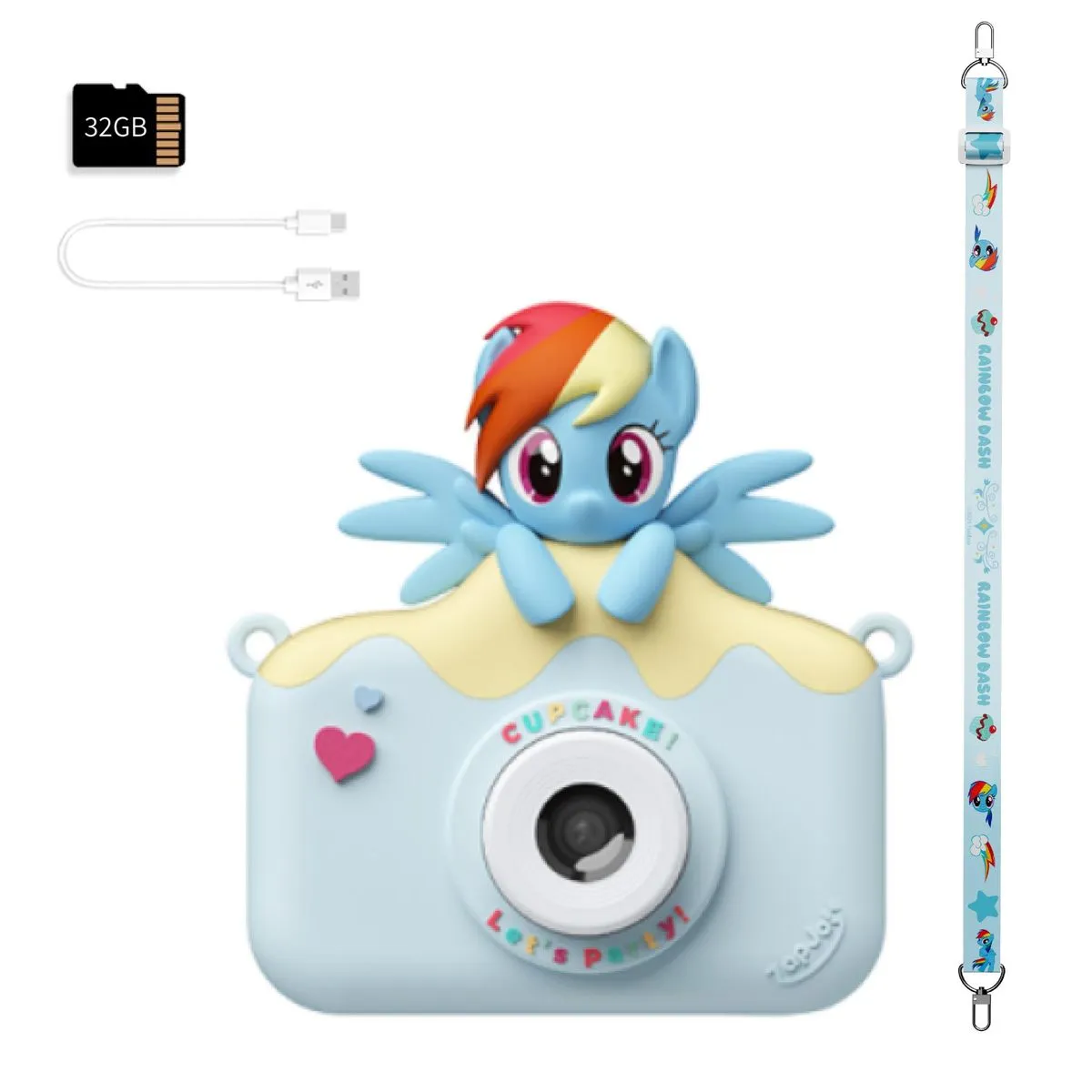 My Little Pony Kids Camera Dual Lens with Filters Toy Camera with SD Card - Rainbow Dash Blue
