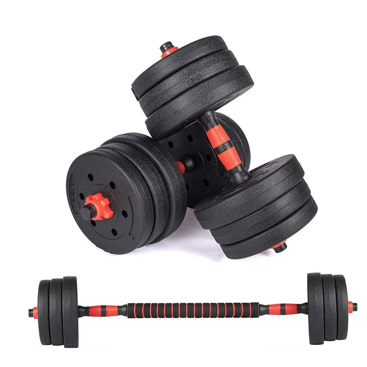 Everlast 20KG Vinyl Barbell & Dumbbell Set with Kettlebell attachment