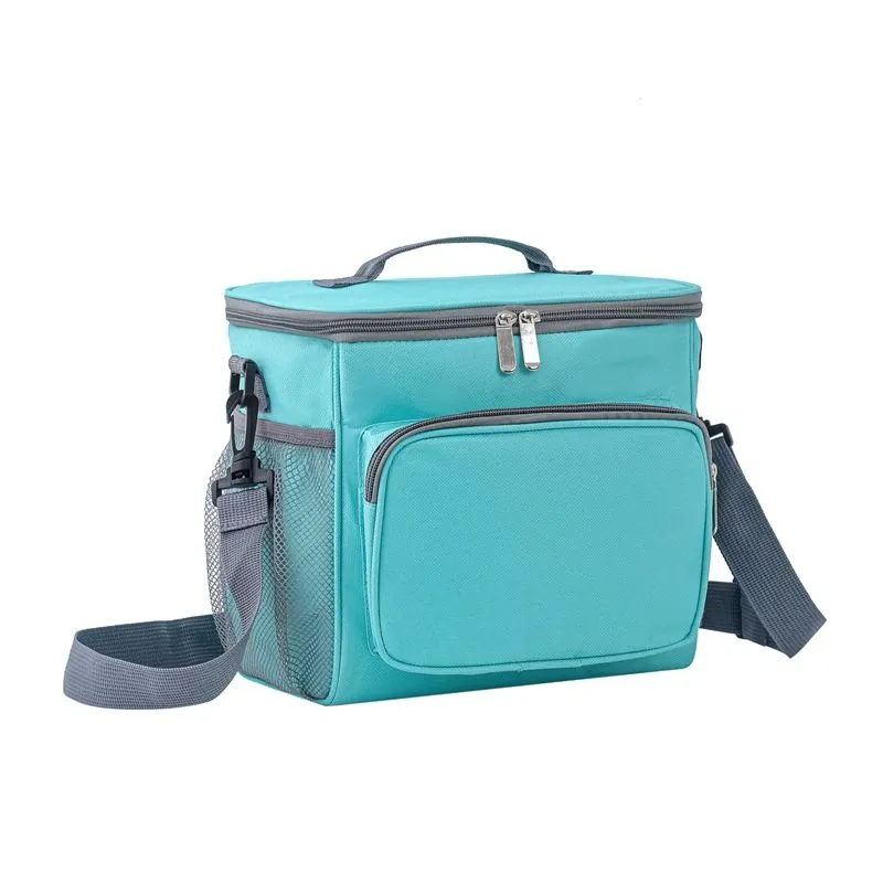 Multi-Pocket Fashionable Insulated Lunch Bag Perfect Picnics, Outdoor Trips - Blue, Green