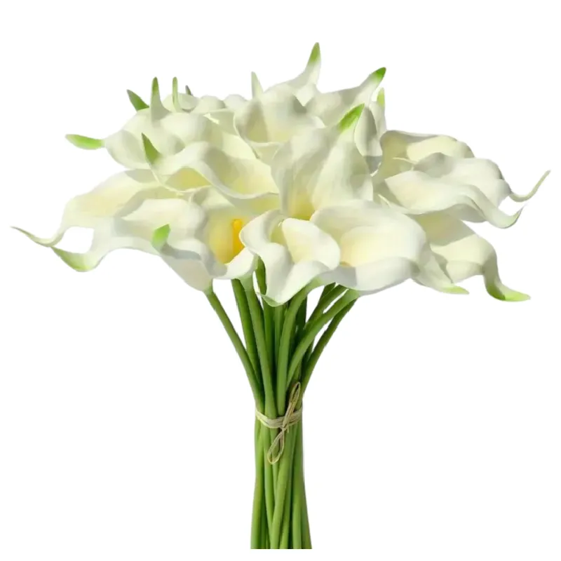 10 White Calla Lilies Faux Artificial Lily Flower Bouquet Plant Home Decor