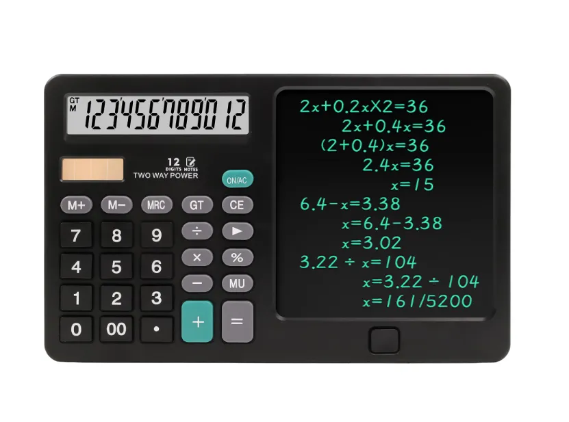 6-Inch LCD Writing Tablet Scientific Calculator - Solar & Battery Powered - Black