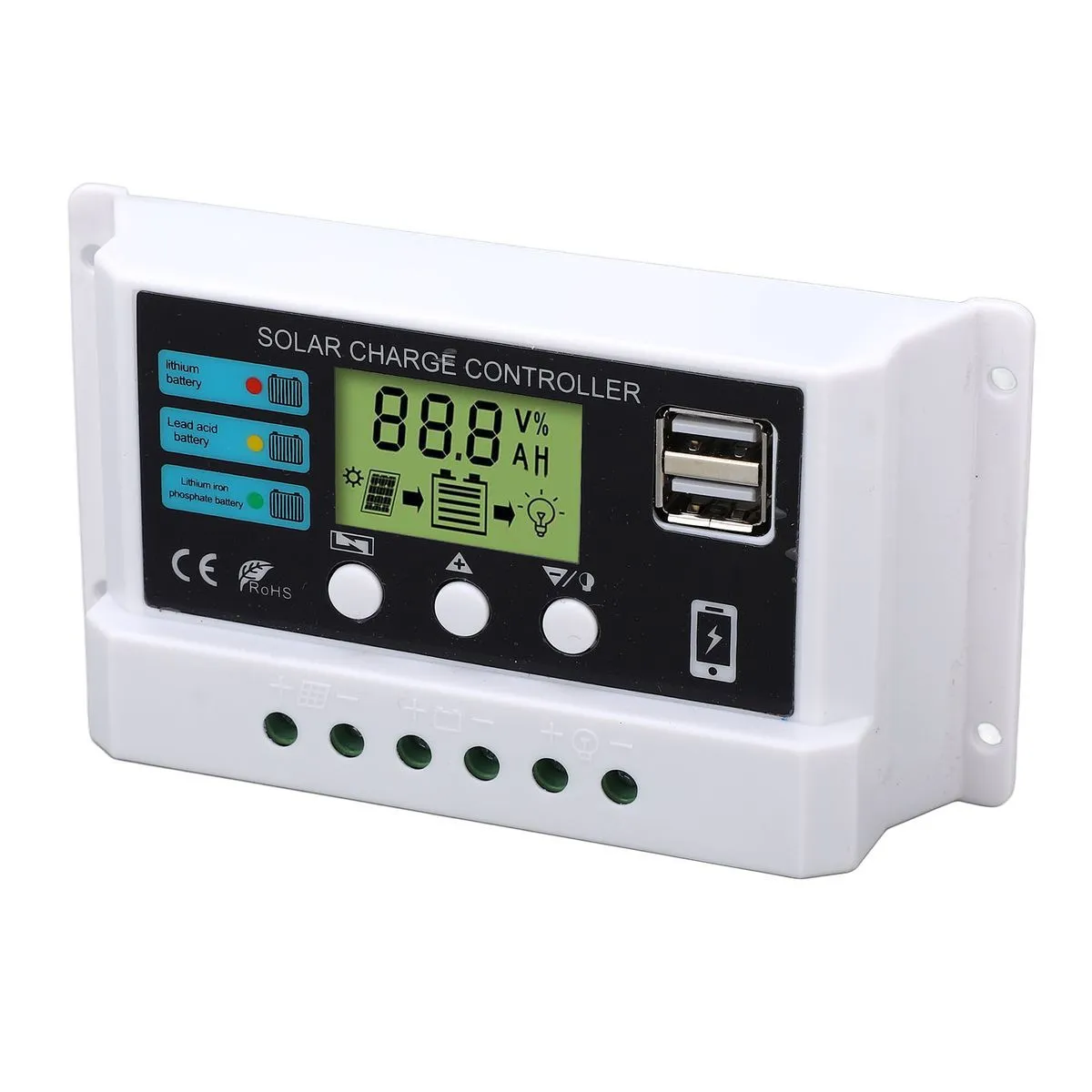 Solar Charge Controller 30A LCD Display Overload Protection