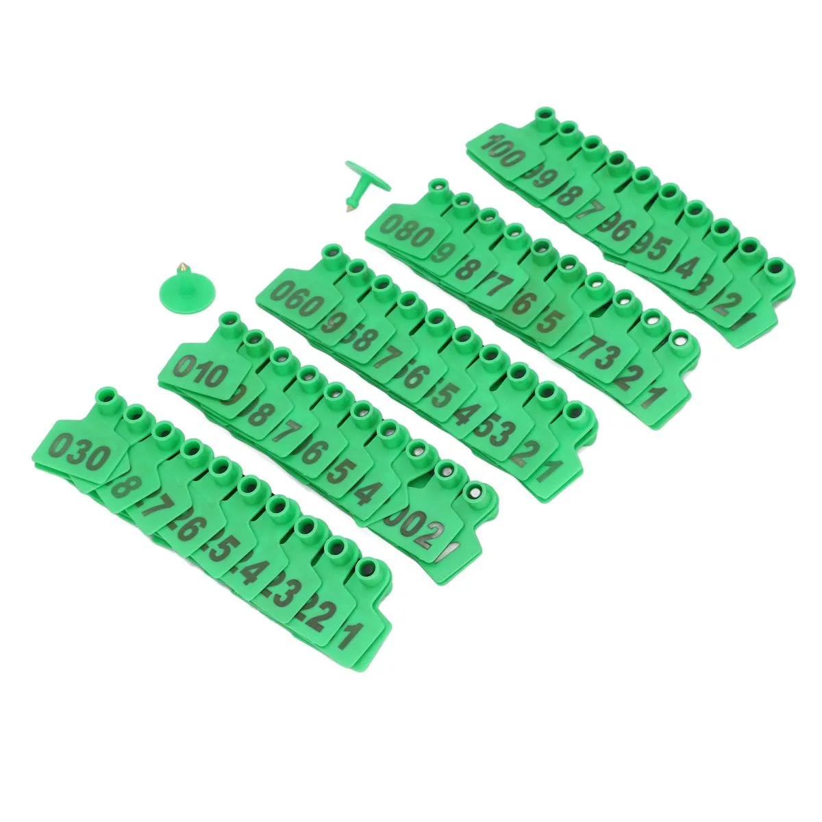 Cattle Ear Tags Numbered 001-100, Livestock Tag for Cows - Green
