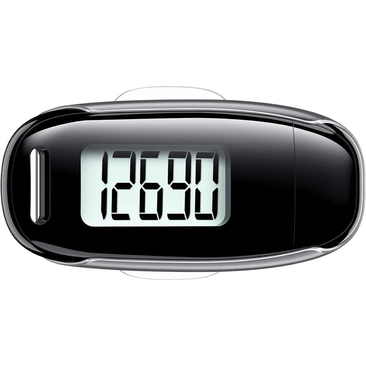 3D Walking Pedometer with Detachable Clip & Lanyard - Black