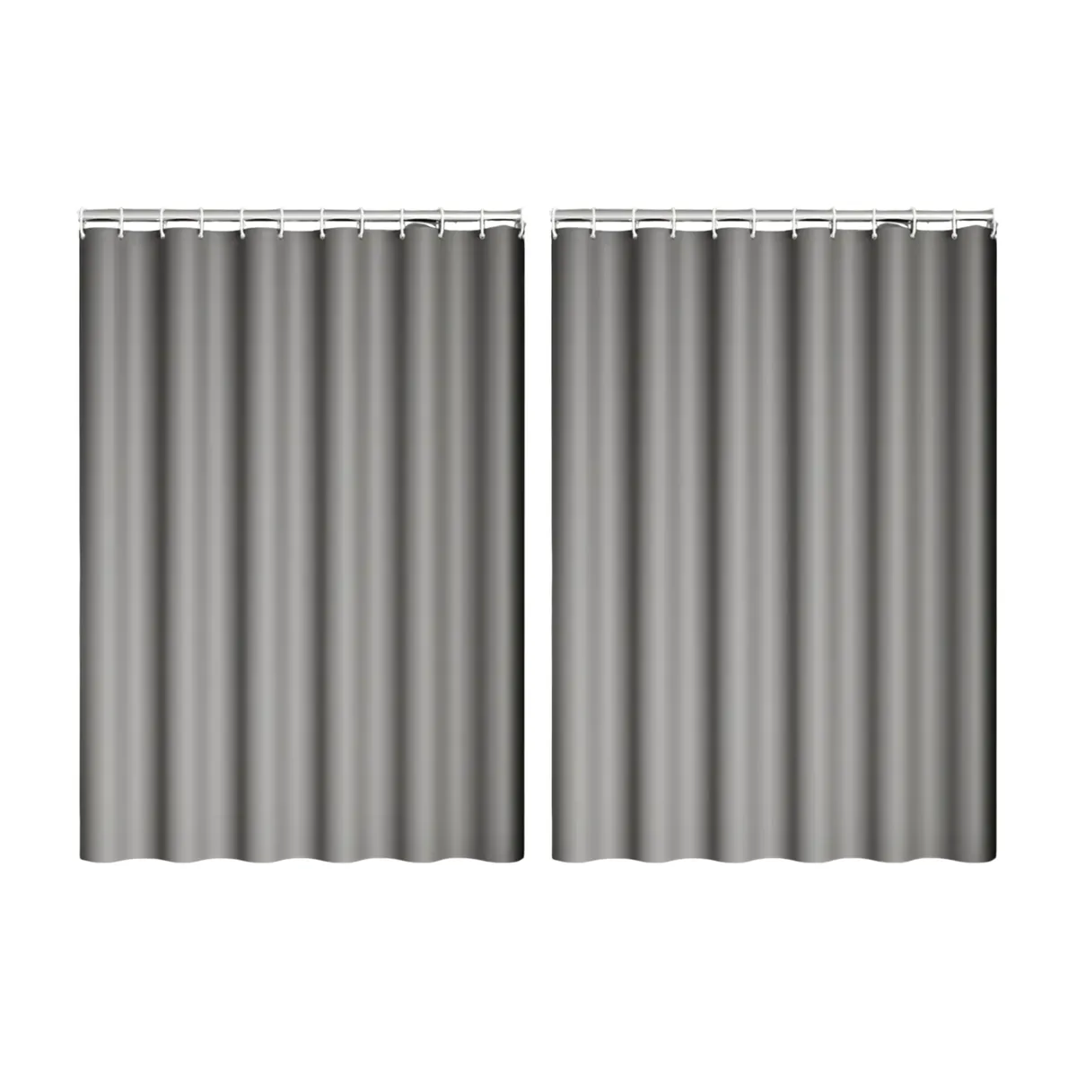 Luxe Linen Shower Curtains with Hooks - 2 Pack - Grey