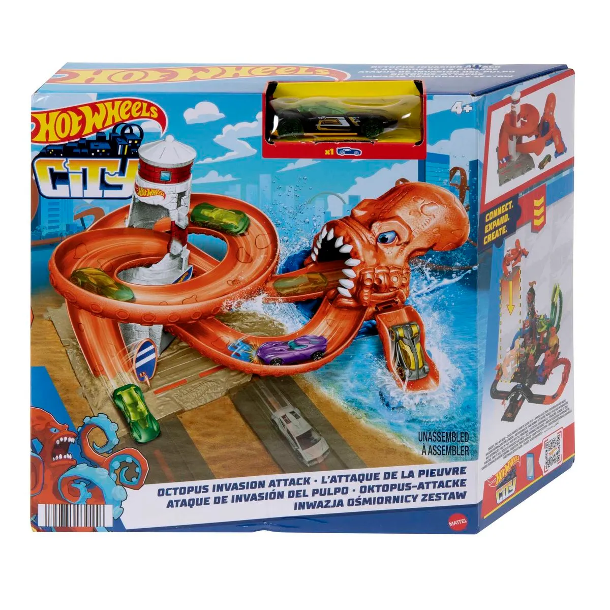 Hot Wheels City Nemesis With 1 Hot Wheels Car - Octopus Invasion Attack