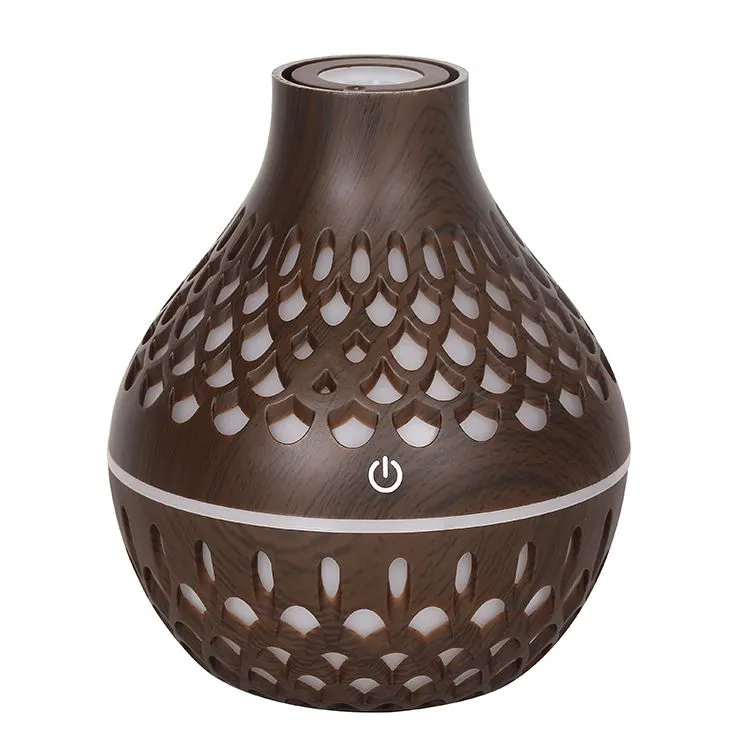 USB Large Fog Water Drop Wood Grain Humidifier Aromatherapy Machine - Brown