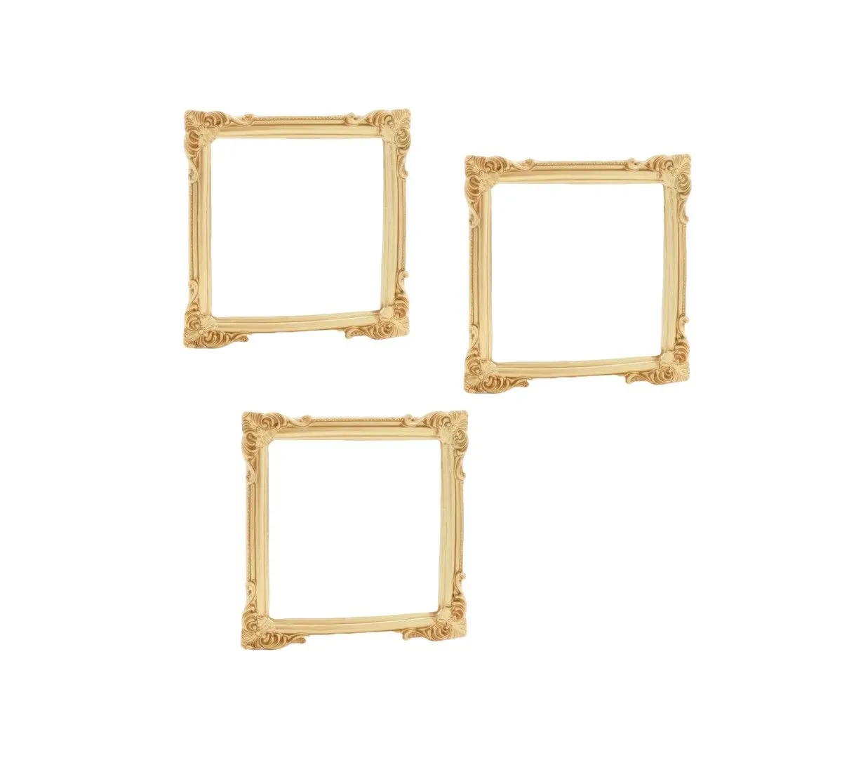 3-Piece Vintage Gold DIY Photo Frame Set - Elegant Decorative Wall Frames