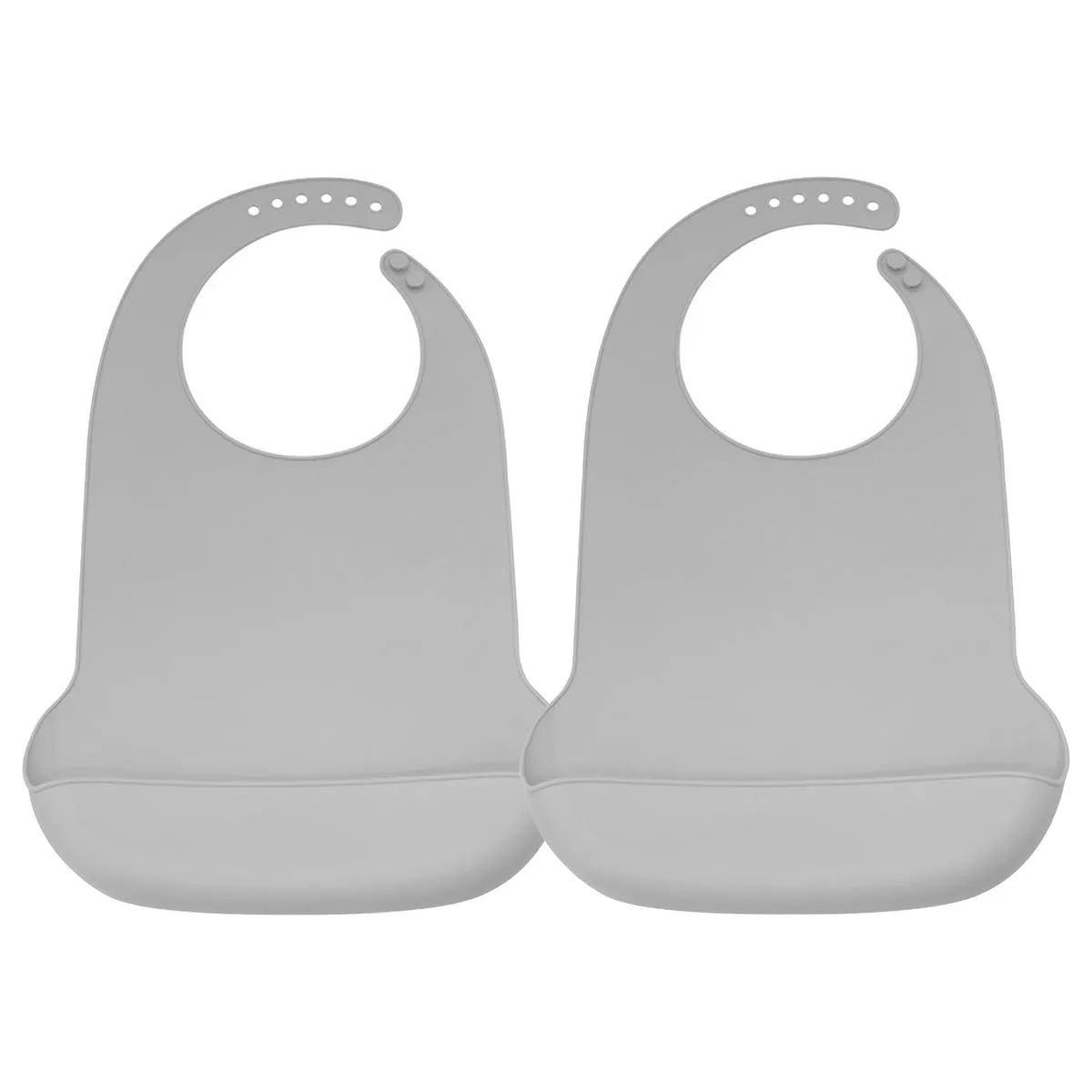 2 PCs XL Size Adjustable Silicone Adults Bibs, Mealtime Protector - Grey