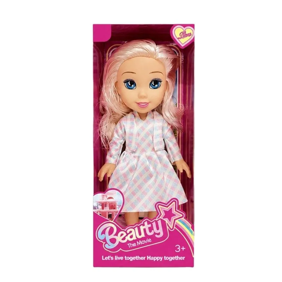 Beauty Fashion Doll for Girls in Plaid Dress