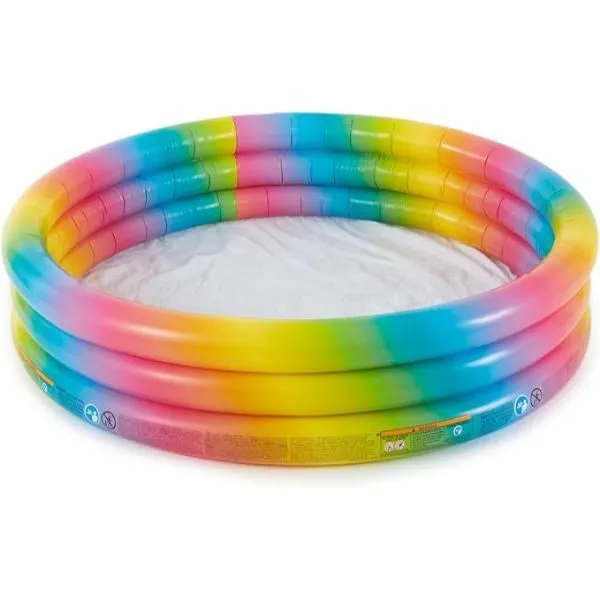 Intex Rainbow Ombre 3-Ring Inflatable Pool - 168 x 38 cm -Kids Outdoor Pool