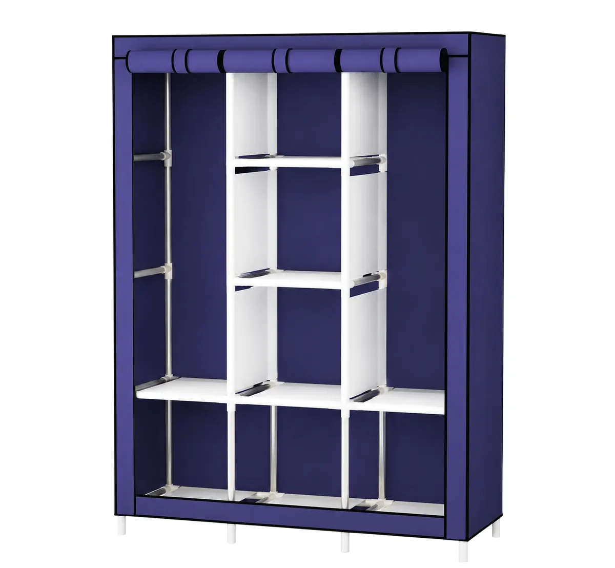 Wardrobe Storage Organizer with Dustproof Cover & Multi-Layer Shelving