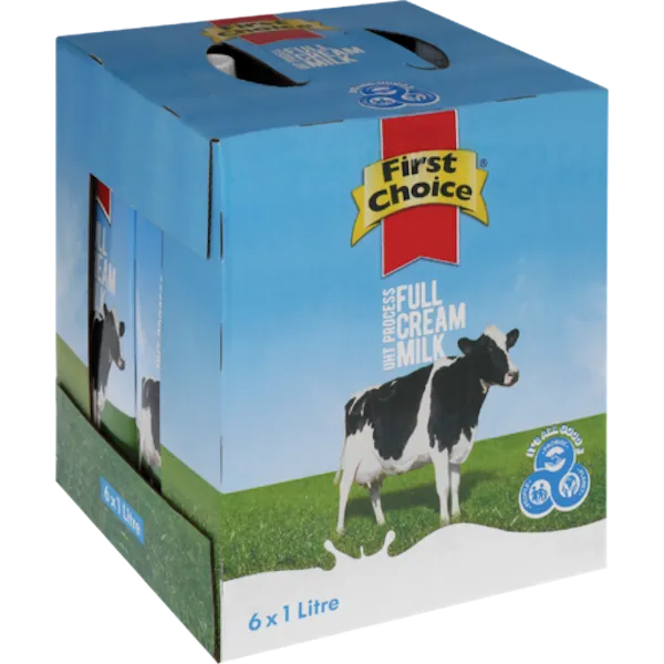 First Choice Full Cream Long Life Milk (6 x 1L)