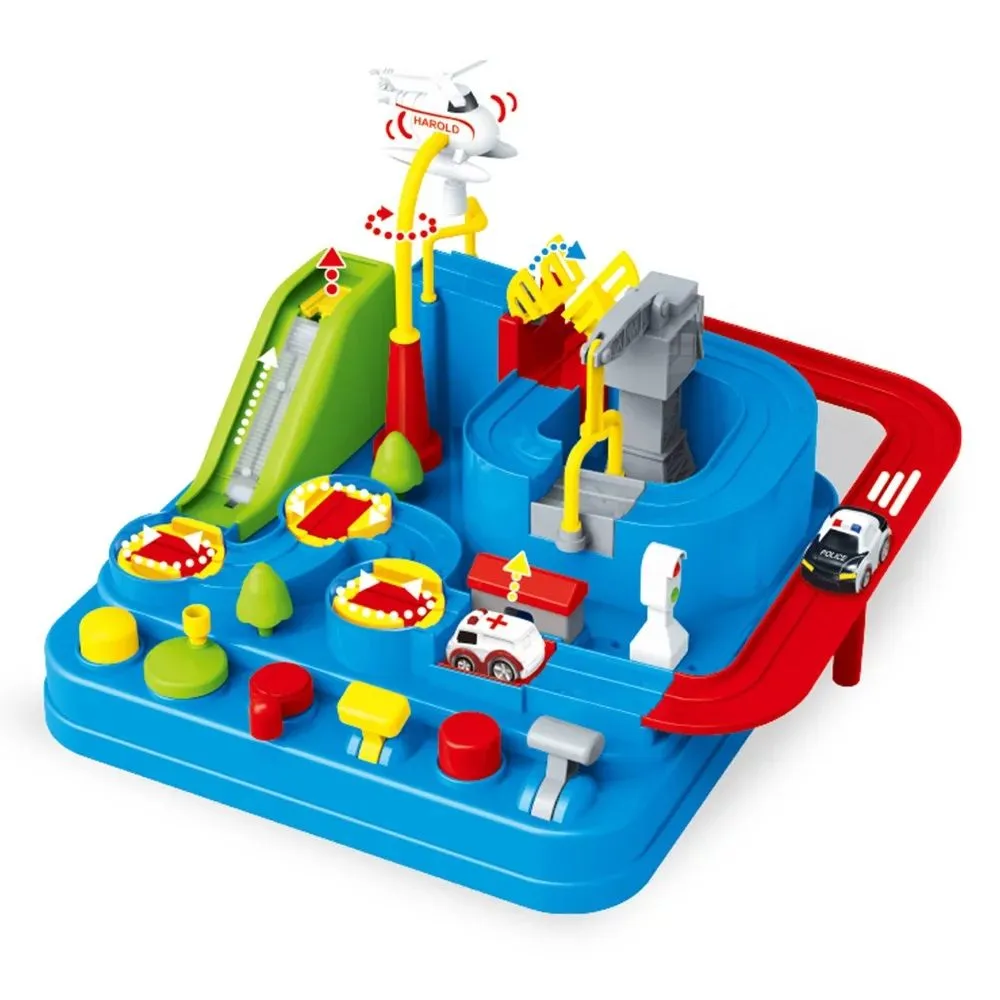Kids Fun Simulation Railway Racing Track Adventure Car Toys Set - Blue
