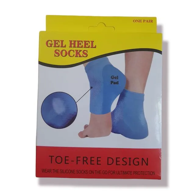 Heel Pain Relief Silicone Gel Heel Socks - Blue
